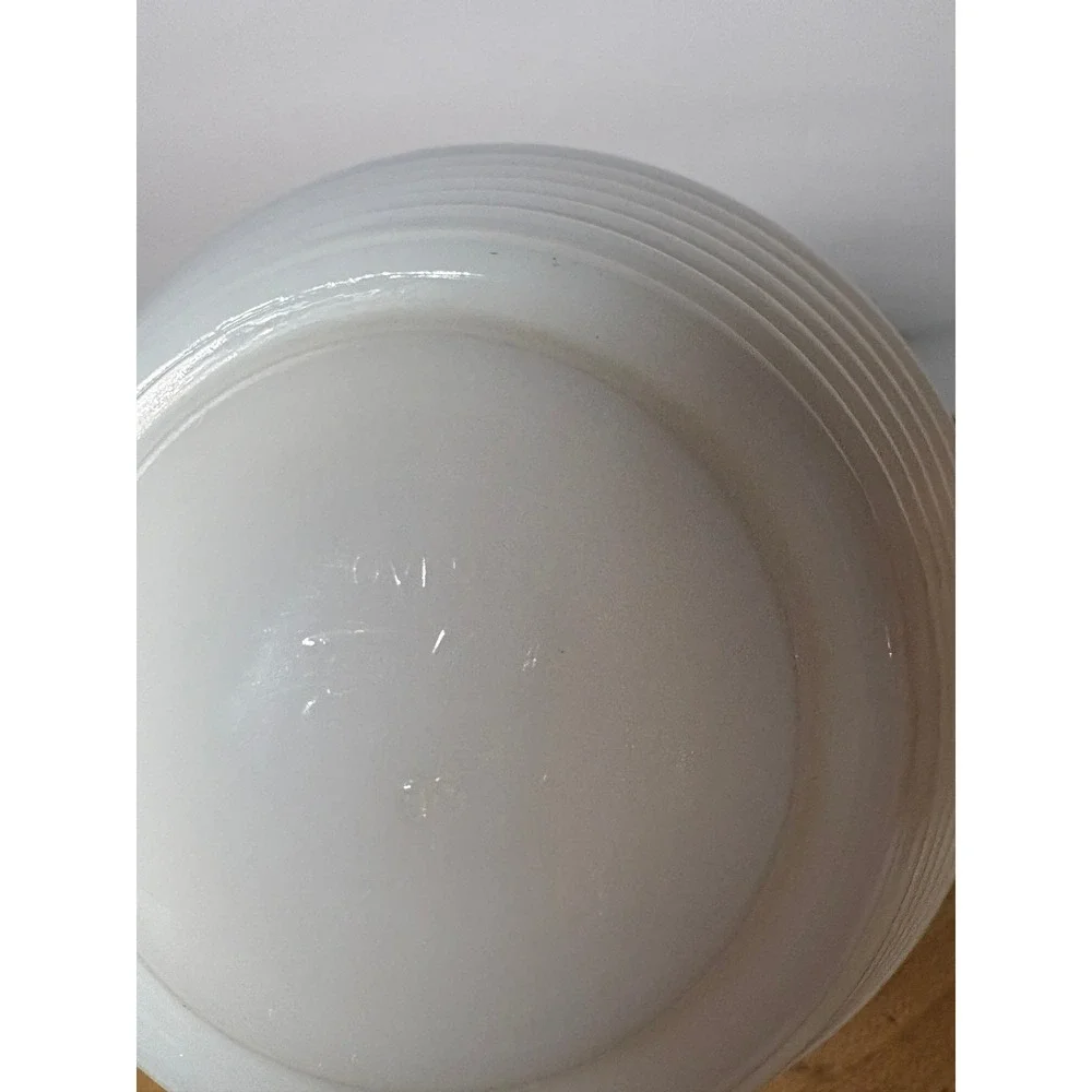 Vintage Fire-King Milk Glass Soup Chili Bowls with Handle‎ White Ribbed Set of 2